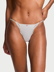 Victoria's Secret Silver Pearl Grey Lace Trim Bikini Knickers - Image 1 of 3
