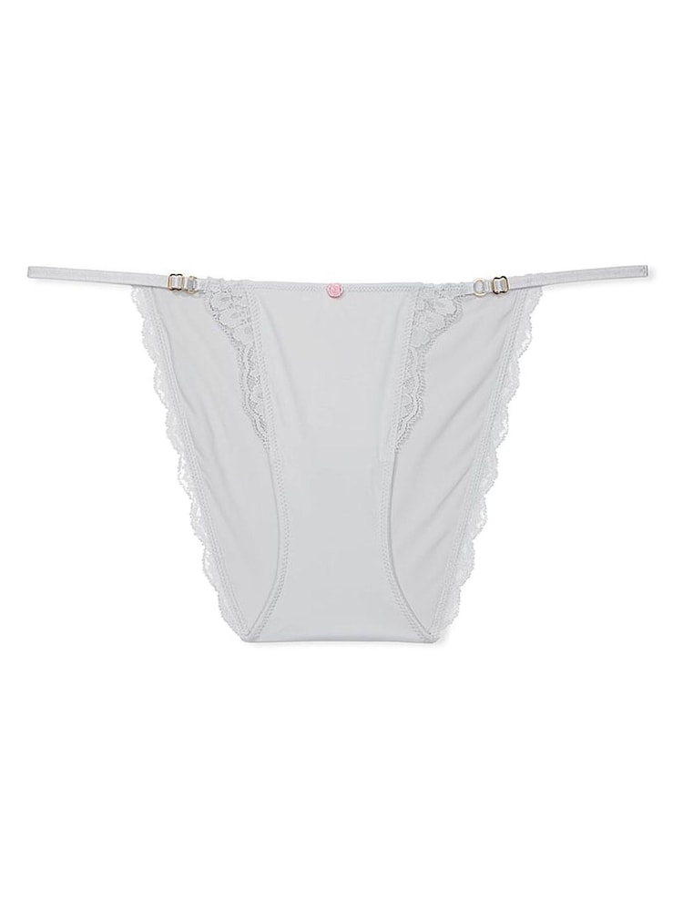 Victoria's Secret Silver Pearl Grey Lace Trim Bikini Knickers - Image 3 of 3