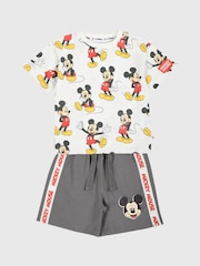 Brand Threads Natural 100% Cotton Disney Mickey Mouse Boys T-Shirt and Shorts Set - Image 1 of 5