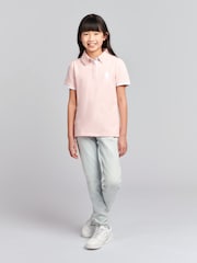 U.S. Polo Assn. Pink Girls Player 3 Pique 100% Cotton Polo Shirt - Image 2 of 6