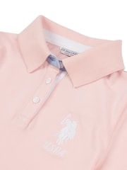 U.S. Polo Assn. Pink Girls Player 3 Pique 100% Cotton Polo Shirt - Image 6 of 6