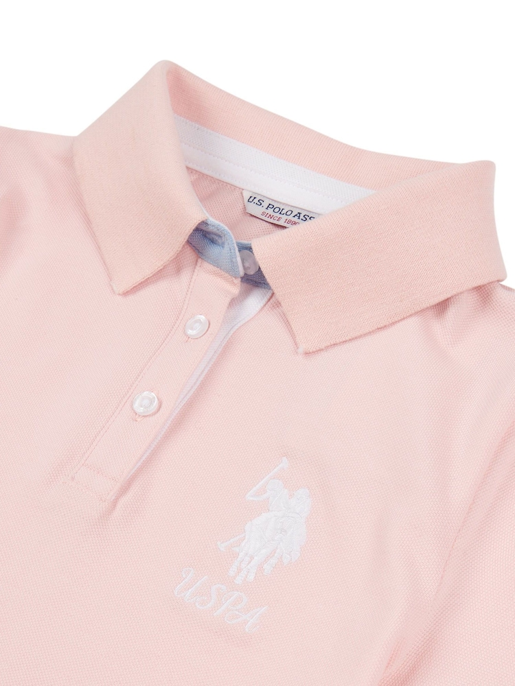 U.S. Polo Assn. Pink Girls Player 3 Pique 100% Cotton Polo Shirt - Image 6 of 6