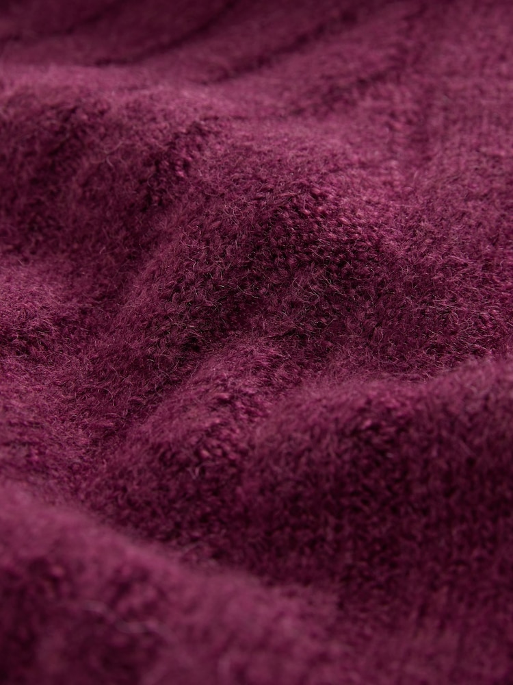 Rød Berry - Ribbestrikket Fit And Flare Mini Strikket Genser Kjole med ull - Image 5 of 6