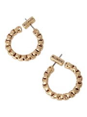 AllSaints Gold Stone Frozen Chain Hoop Earrings - Image 2 of 5