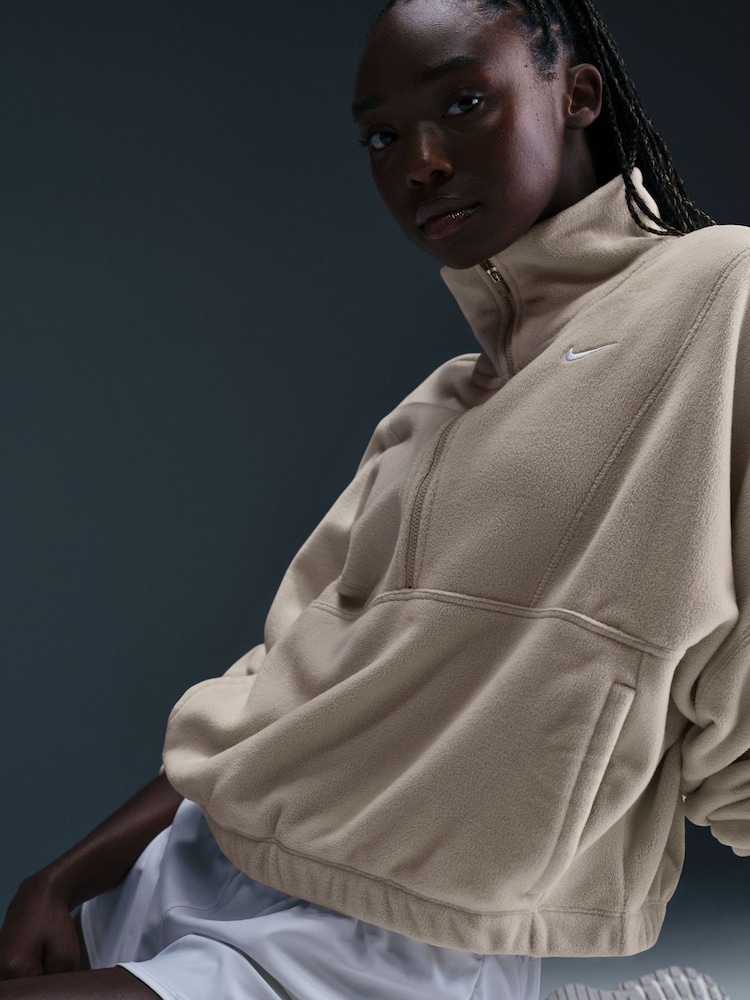 Nike Taupe One Therma-FIT Cosy Half Zip Fleece - Image 1 of 6