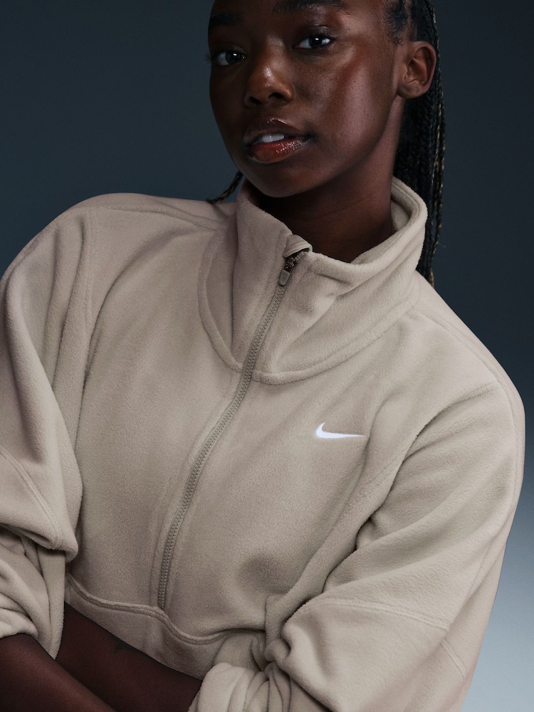 Nike Taupe One Therma-FIT Cosy Half Zip Fleece - Image 4 of 6