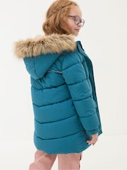 FatFace Lily Dark Teal Blue Longline Padded Coat - Image 2 of 4