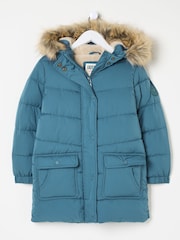 FatFace Lily Dark Teal Blue Longline Padded Coat - Image 4 of 4