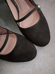 Black Standard Fit Tabitha Simmons Emily Leather Mary Jane Block Heels - Image 10 of 12
