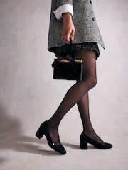 Black Standard Fit Tabitha Simmons Emily Leather Mary Jane Block Heels - Image 3 of 12