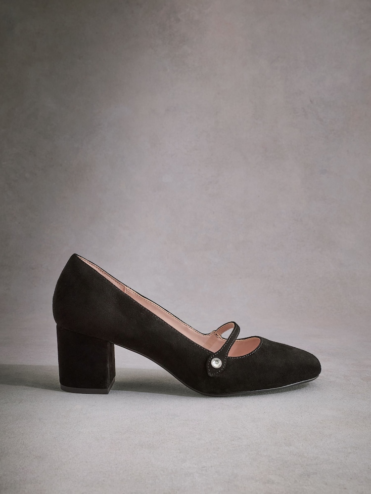 Black Standard Fit Tabitha Simmons Emily Leather Mary Jane Block Heels - Image 7 of 12