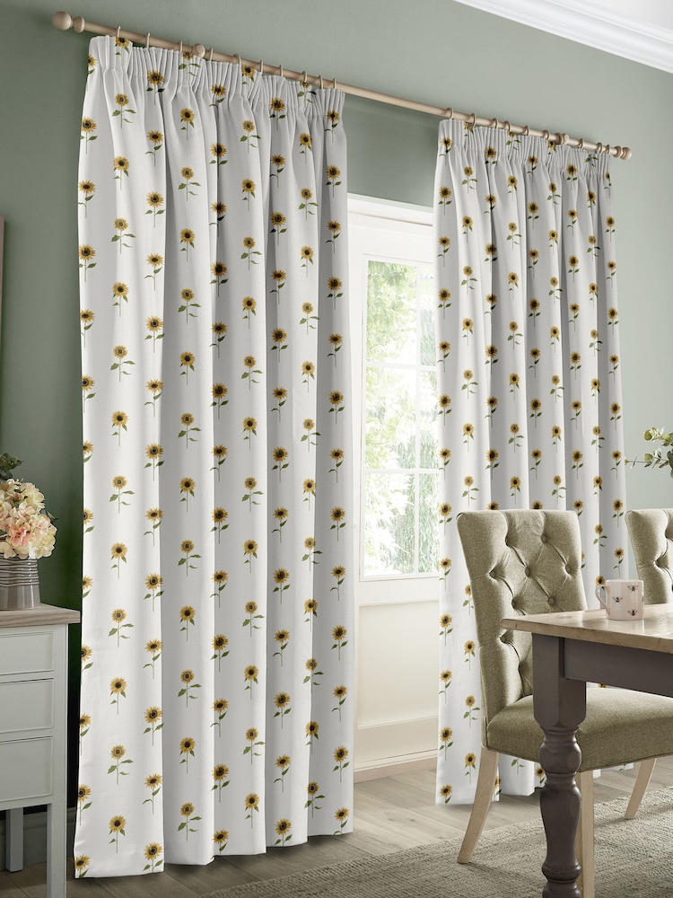 Sophie Allport White Sunflowers Made to Measure Curtains - Image 2 of 6