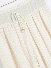 River Island Cream Crochet Beach Wide Leg 100% Cotton Trousers - Image 4 of 5