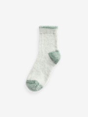 Green/Ecru Stripe Velvet Cosy Socks 2 Pack - Image 5 of 6