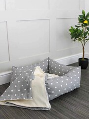 Lords and Labradors Grey Spot 100% Cotton Dog Box Bed - Image 5 of 5