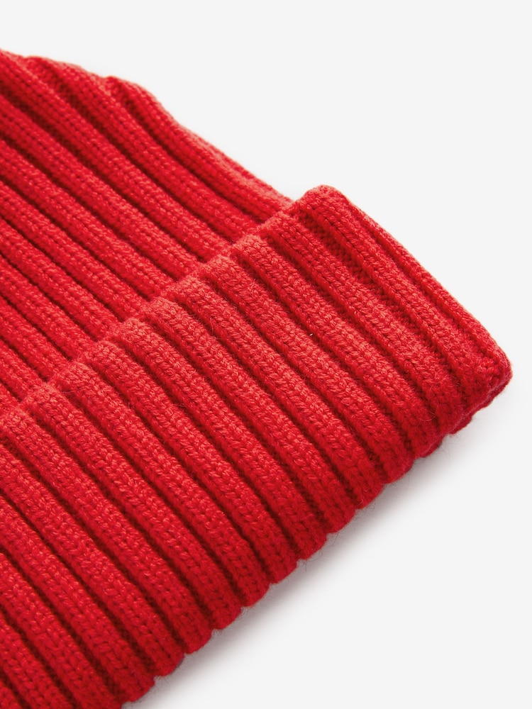 Red Rib Beanie Hat (1-16yrs) - Image 5 of 5