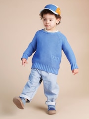 KIDLY Blue Garter Stitch Jumper - Image 1 of 4