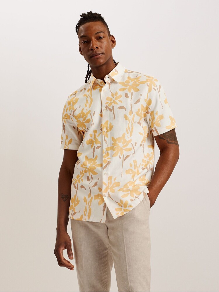 Ted Baker Yellow Verzee Abstract Floral Shirt - Image 1 of 6