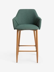 MADE.COM Bay Green and Oak Legs Lule Bar Stool in Velvet - Image 6 of 6