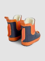 JoJo Maman Bébé Navy Blue Cow Cosy Lined Printed Ankle Wellies - Image 2 of 3