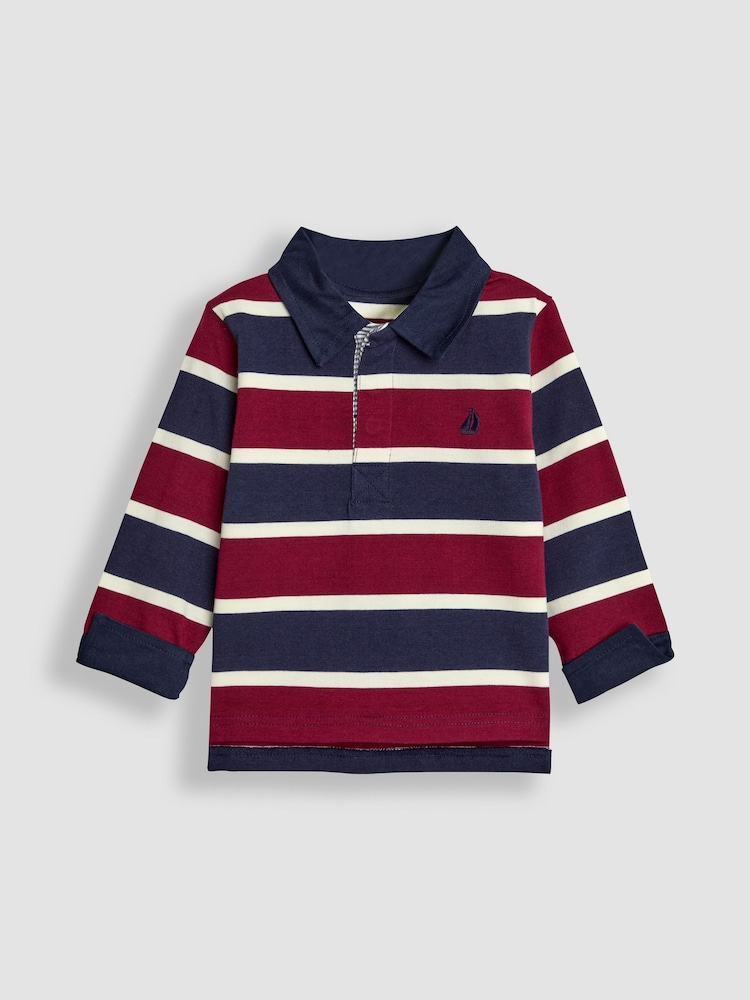 JoJo Maman Bébé Burgundy Stripe Rugby Top - Image 1 of 3 JoJo Maman Bébé Burgundy Stripe Rugby Top - Image 1 of 3