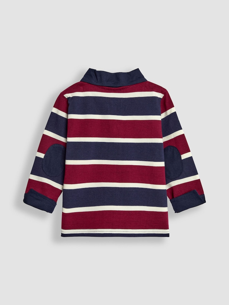 JoJo Maman Bébé Burgundy Stripe Rugby Top - Image 2 of 3 JoJo Maman Bébé Burgundy Stripe Rugby Top - Image 2 of 3