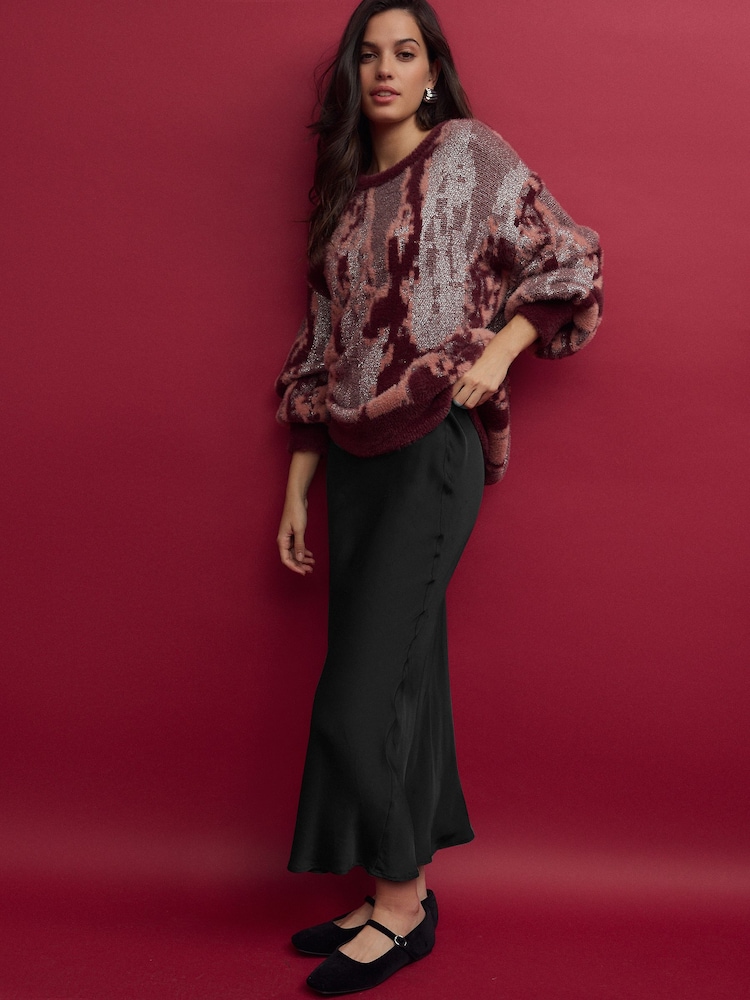 Red Berry Sparkle Abstract Print Knitted Jumper - Image 2 of 8