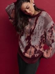 Red Berry Sparkle Abstract Print Knitted Jumper - Image 3 of 8