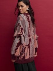 Red Berry Sparkle Abstract Print Knitted Jumper - Image 4 of 8