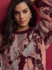 Red Berry Sparkle Abstract Print Knitted Jumper - Image 5 of 8