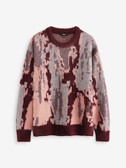 Red Berry Sparkle Abstract Print Knitted Jumper - Image 6 of 8