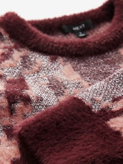 Red Berry Sparkle Abstract Print Knitted Jumper - Image 7 of 8