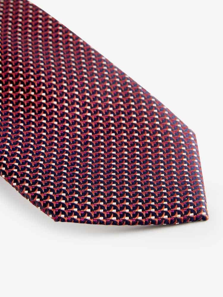 Rust Orange Silk Textured Tie - Image 2 of 3