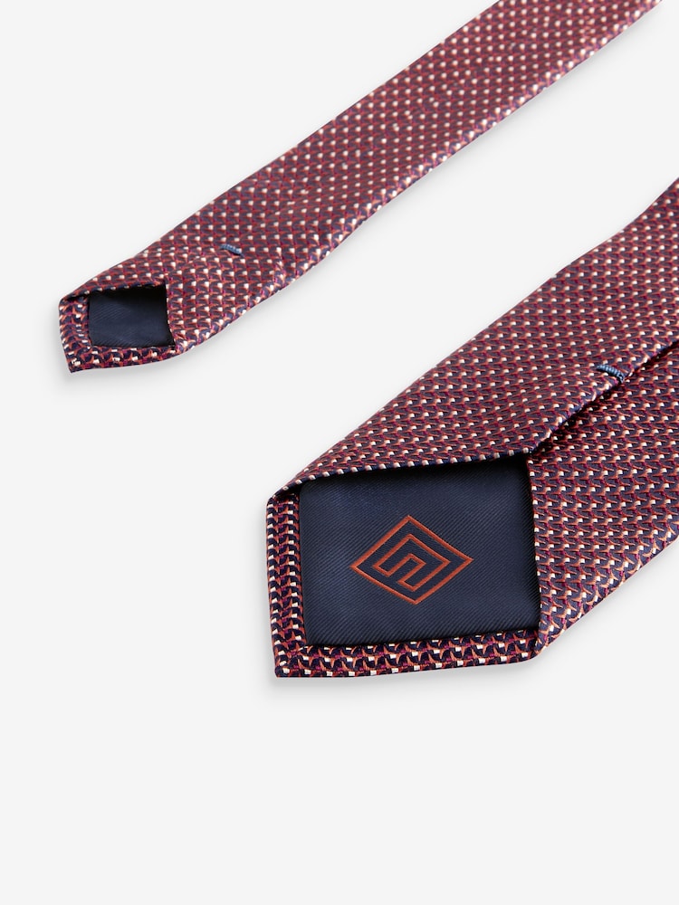 Rust Orange Silk Textured Tie - Image 3 of 3