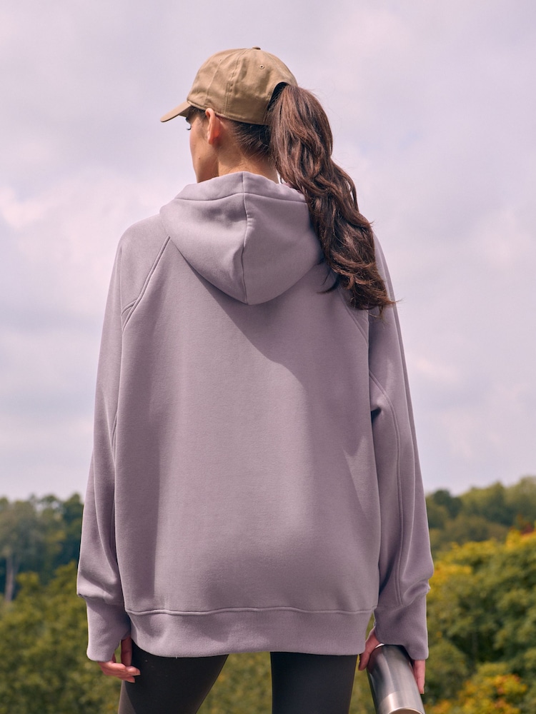 Mauve Purple Active Longline Overhead Hoodie - Image 4 of 9