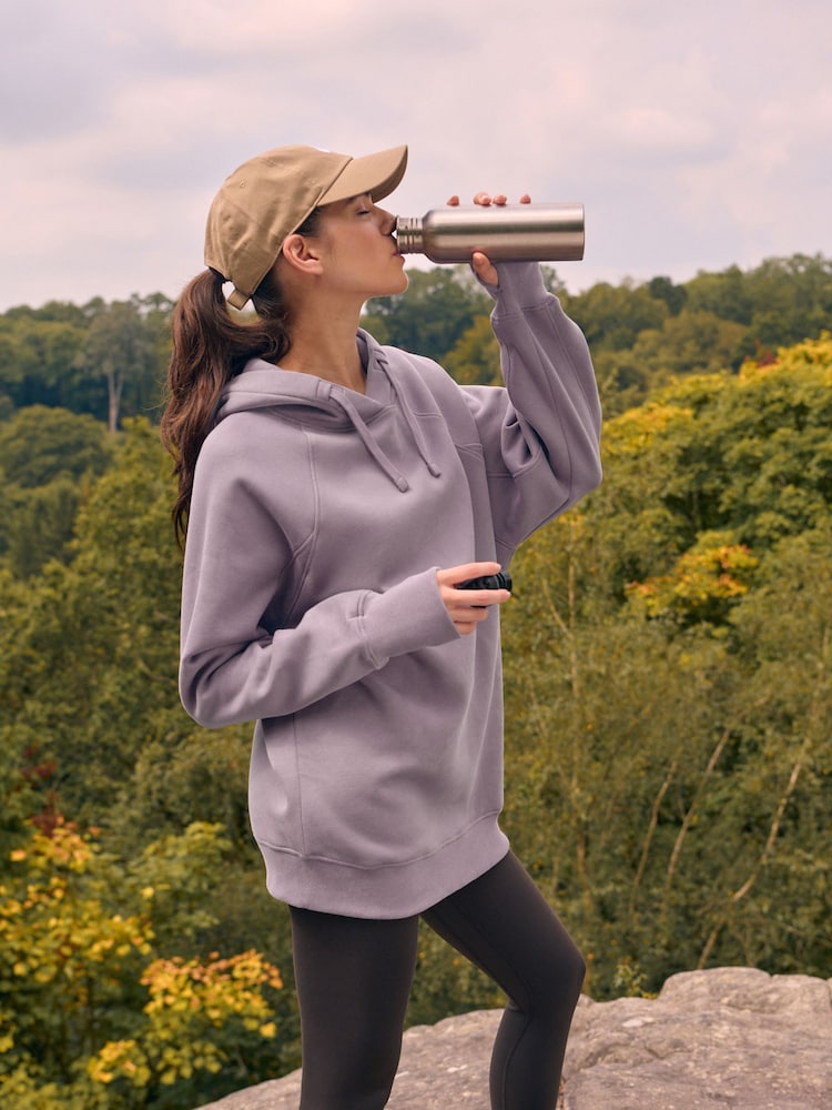 Mauve Purple Active Longline Overhead Hoodie - Image 5 of 9