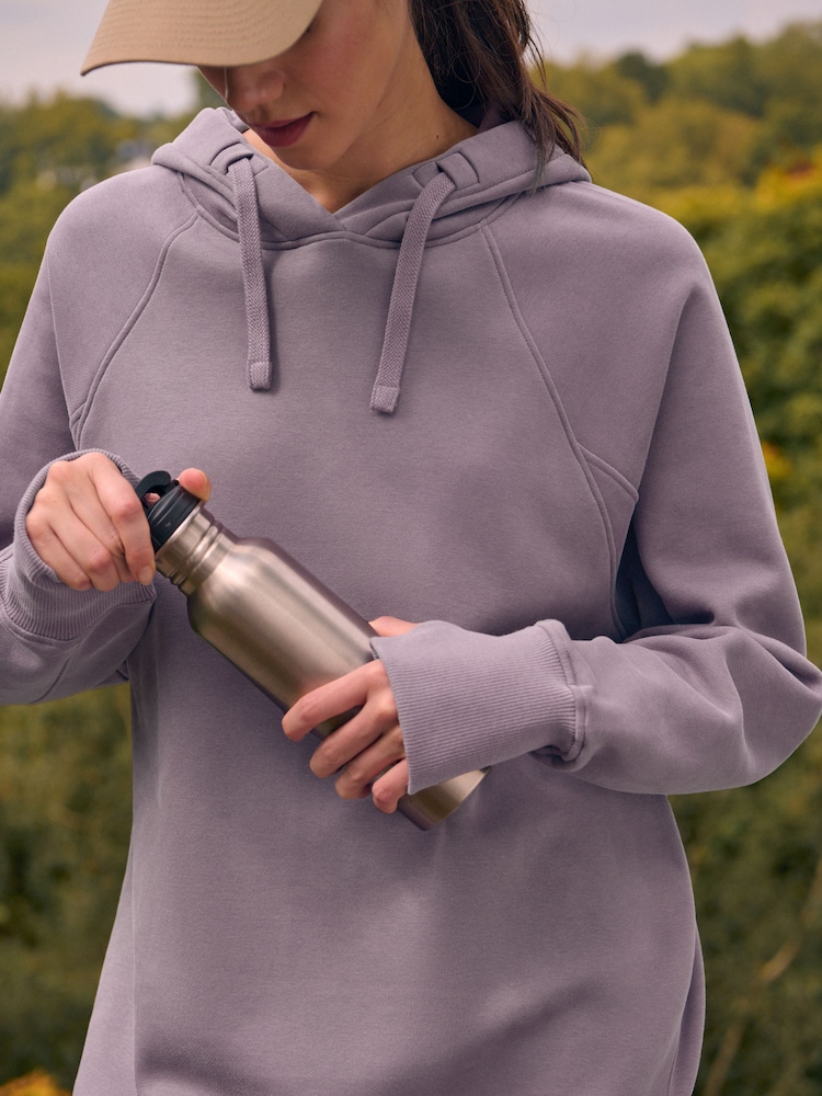 Mauve Purple Active Longline Overhead Hoodie - Image 6 of 9