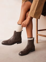 Chocolate Brown Standard/Wide Fit Forever Comfort® Leather Chelsea Ankle Boots - Image 1 of 9
