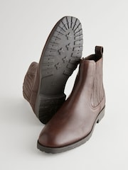 Chocolate Brown Standard/Wide Fit Forever Comfort® Leather Chelsea Ankle Boots - Image 6 of 9