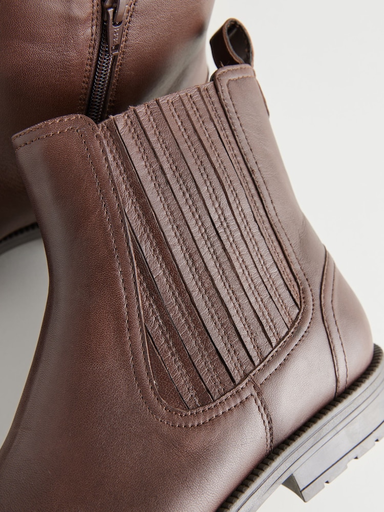 Chocolate Brown Standard/Wide Fit Forever Comfort® Leather Chelsea Ankle Boots - Image 9 of 9