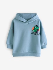 Teal Blue Dinosaur Character Backprint Hoodie (3mths-7yrs) - Image 1 of 4
