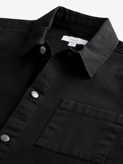 Black 100% Cotton Twill Single Pocket Shacket Overshirt - Image 10 of 10