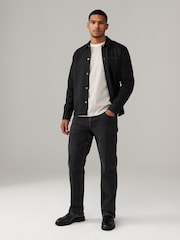 Black 100% Cotton Twill Single Pocket Shacket Overshirt - Image 2 of 10