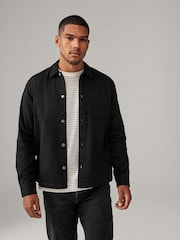 Black 100% Cotton Twill Single Pocket Shacket Overshirt - Image 3 of 10