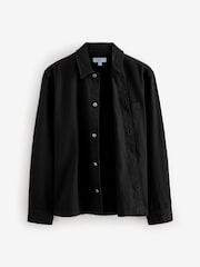 Black 100% Cotton Twill Single Pocket Shacket Overshirt - Image 8 of 10