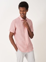 Crew Clothing Pink Chrome Short Sleeve 100% Linen Classic Shirt - Image 2 of 4