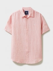 Crew Clothing Pink Chrome Short Sleeve 100% Linen Classic Shirt - Image 8 of 8