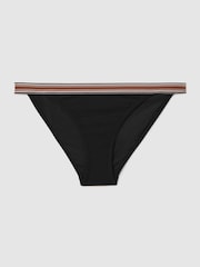 Reiss Black/Brown Yve Striped Waistband Bikini Bottoms - Image 2 of 4