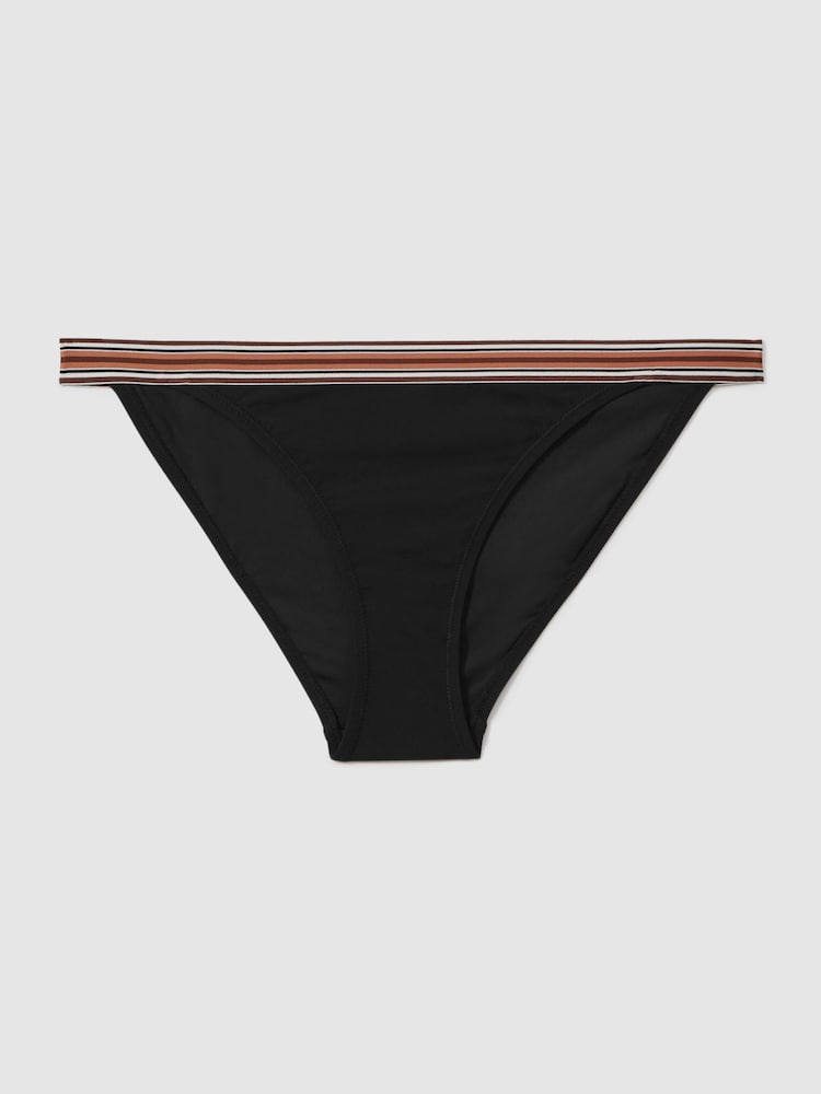 Reiss Black/Brown Yve Striped Waistband Bikini Bottoms - Image 2 of 4
