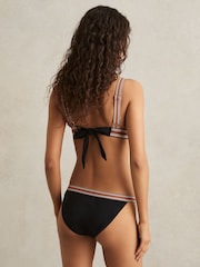 Reiss Black/Brown Yve Striped Waistband Bikini Bottoms - Image 4 of 4
